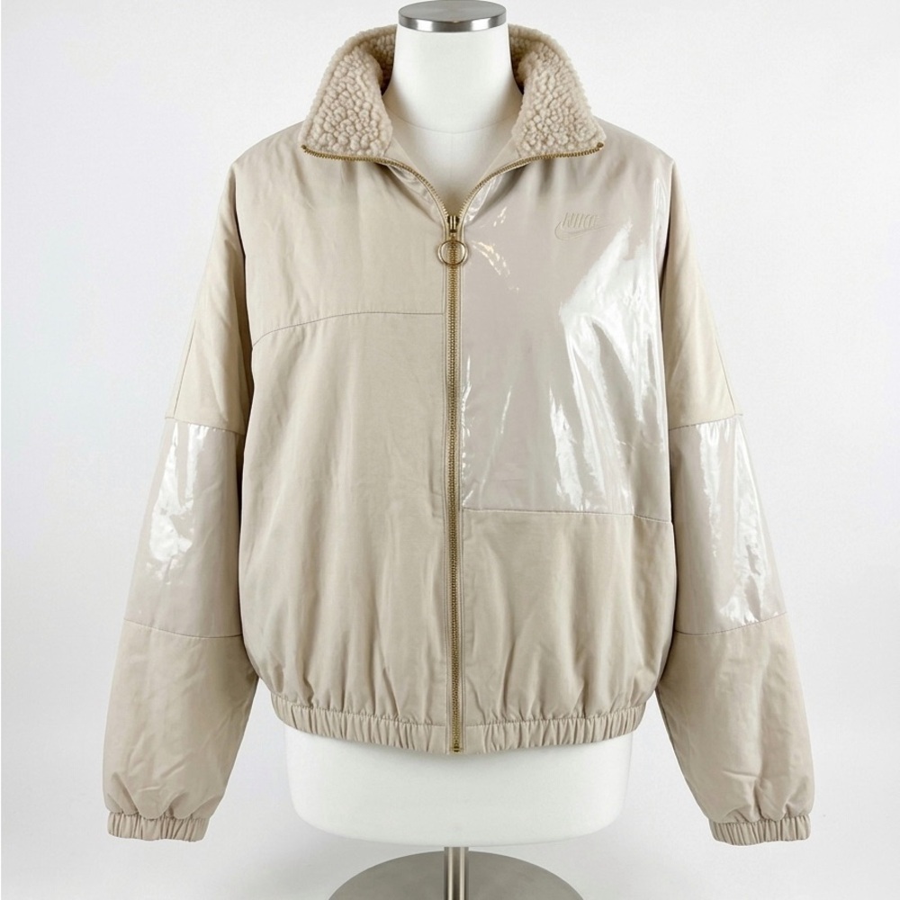 Nike Women's Sportswear Icon Clash Synthetic-Fill Jacket in Oatmeal Size Small